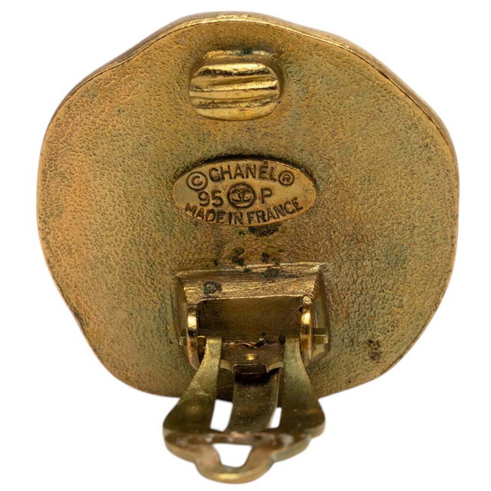 CHANEL Vintage Green Logo Earrings - Picture 3 of 3